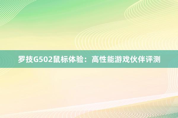 罗技G502鼠标体验：高性能游戏伙伴评测